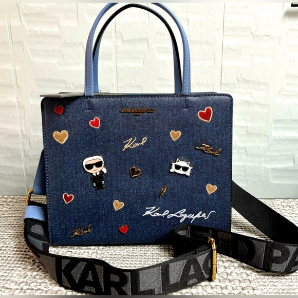 Karl Lagerfeld "Maybelle" Duo Top Handle Satchel NWT - Picture 2 of 11